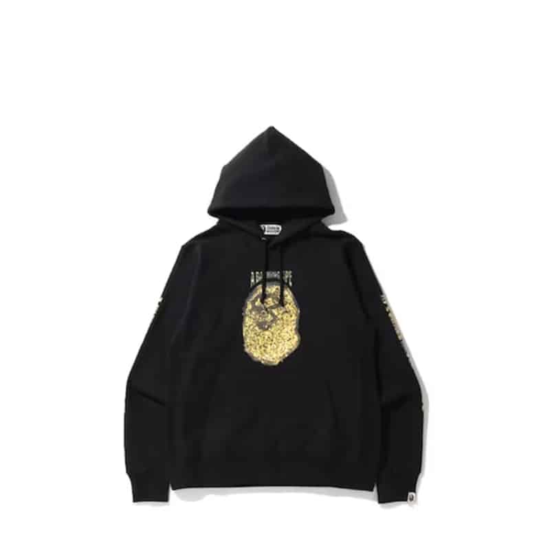 Bape Jewelry Motif Wide Pullover Hoodie Black - Front