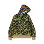 Bape ABC Green Camo Shark Full Zip Hoodie - 210000091781 Hidden Hype Clothing