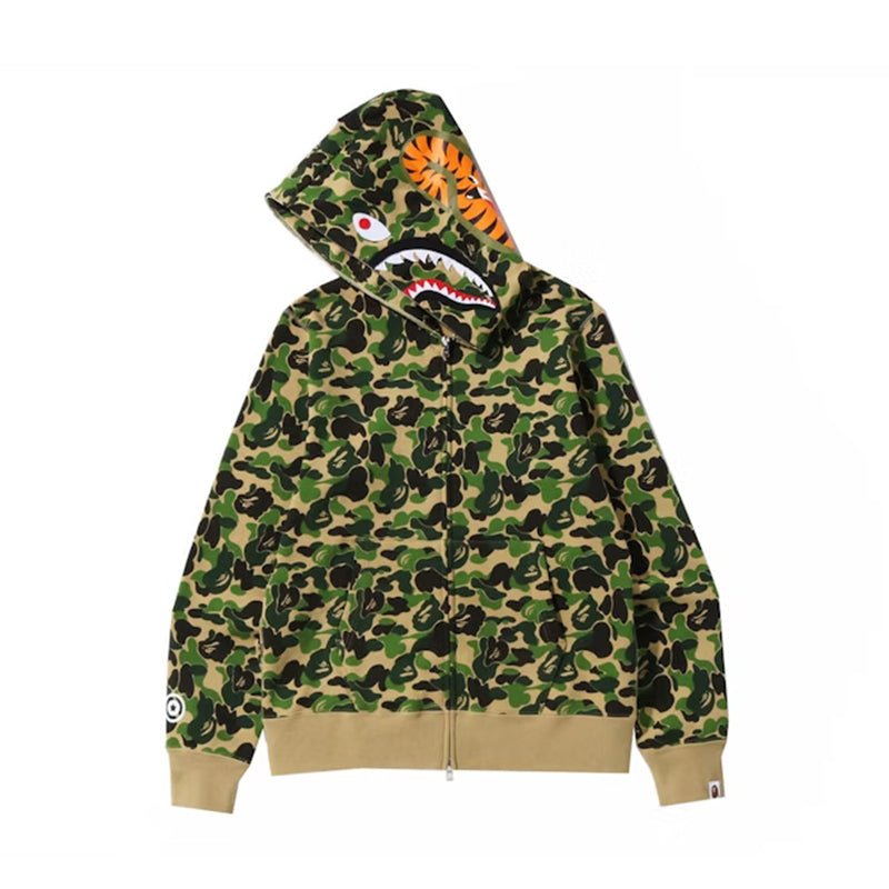 Bape ABC Green Camo Shark Full Zip Hoodie - 210000091781 Hidden Hype Clothing