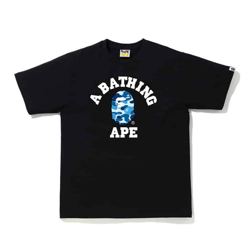 Bape College ABC Blue Camo Logo Text Tee - 210000078717 Hidden Hype Clothing