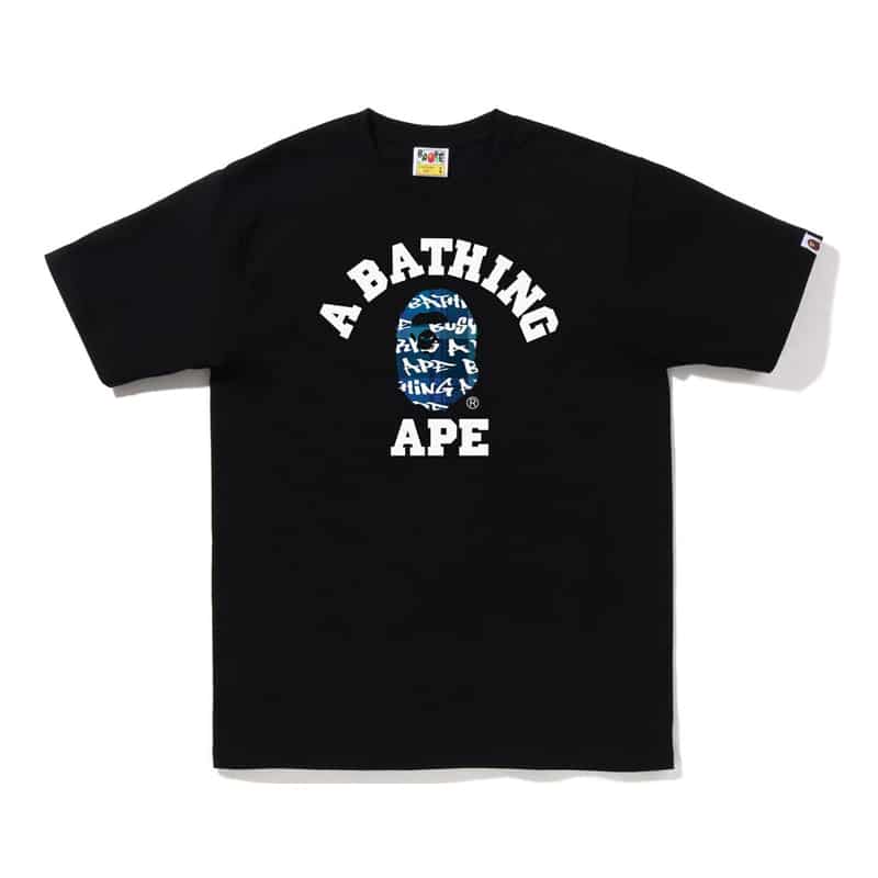 Bape College Blue Graffiti Check Tee - 210000078719 Hidden Hype Clothing