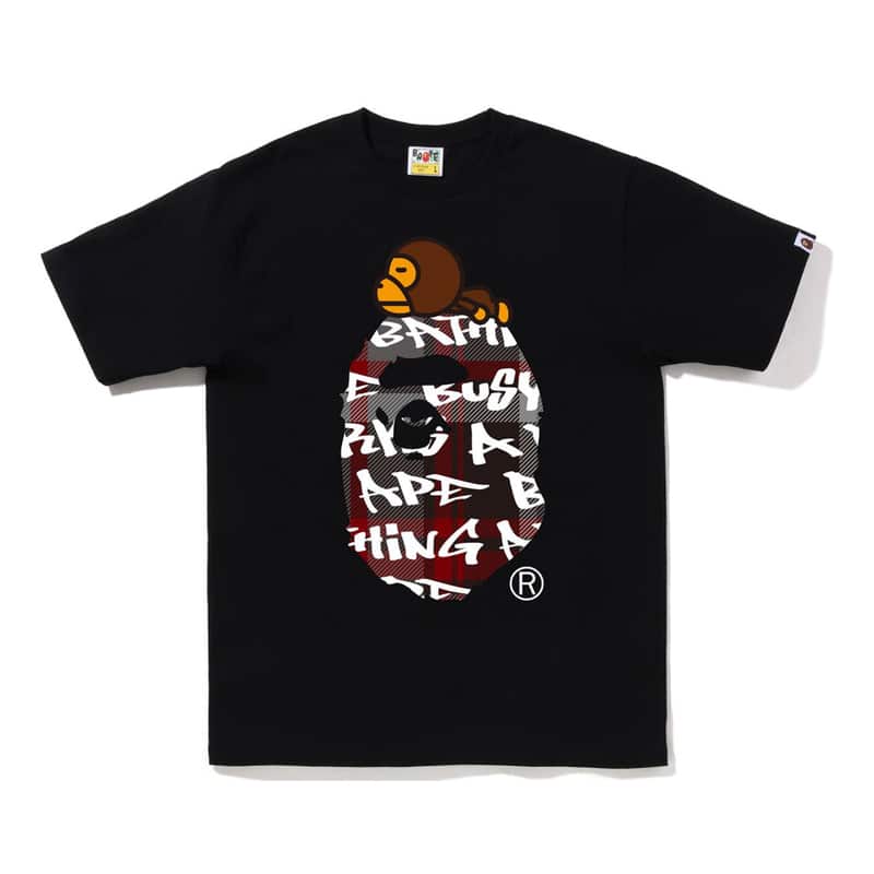 Bape Milo on Ape Head Red Graffiti Check Tee - 210000078718 Hidden Hype Clothing
