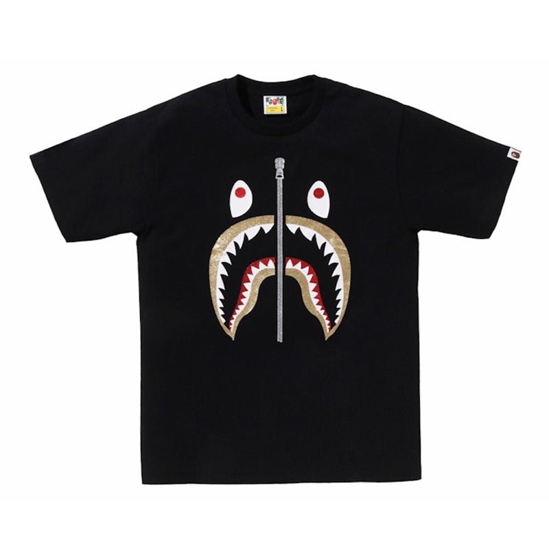 Bape Shark Gold Glitter Tee 27 - 210000094811 Hidden Hype Clothing