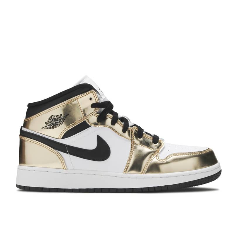 Jordan Retro 1 Mid "White Metallic Gold" GS - 210000050051 Hidden Hype Clothing