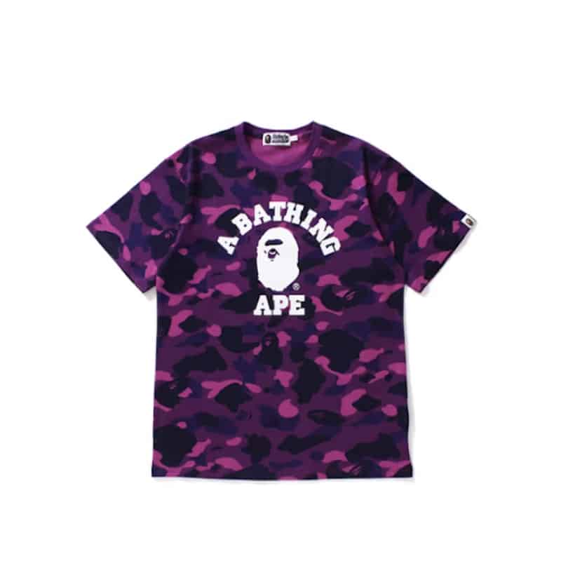 Bape College Logo Tee - Purple Camo
