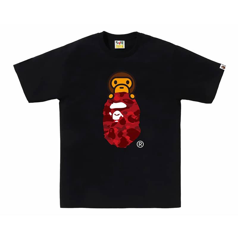 Bape Milo on Ape Head Red Camo Tee - Black