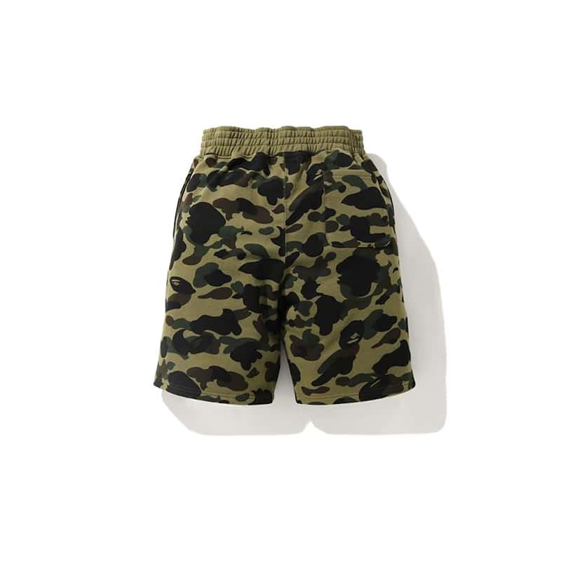 Bape Mutli Shark Wide Sweat Shorts 2021 Green Camo Back