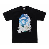Bape Sakura Photo Ape Head Shark Tee Black - Front