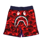 Bape Shark Sweat Shorts - Red Crazy Camo