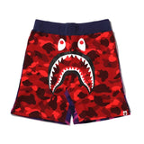 Bape Shark Sweat Shorts - Red Crazy Camo
