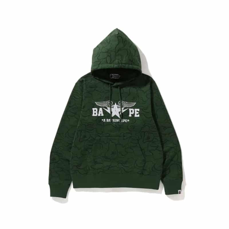 Bape Wing Logo Pullover Hoodie - Green Line Camo