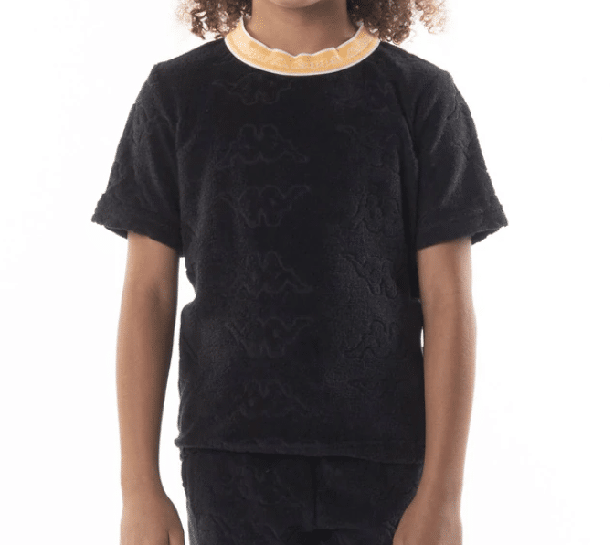 Kids Kappa Logo Tape Efro Tee Black Orange White