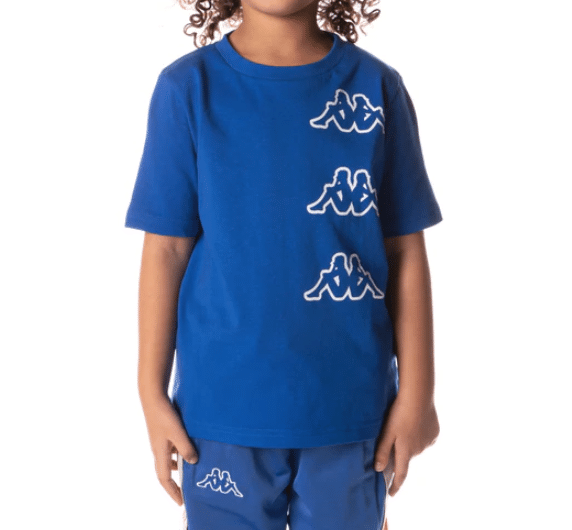 Kids Kappa Logo Aomix Tee Blue Lapis