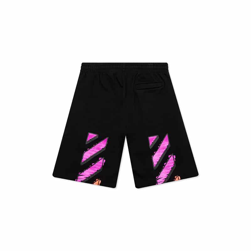 Off White Pink/Orange Marker Sweat Shorts Black Back