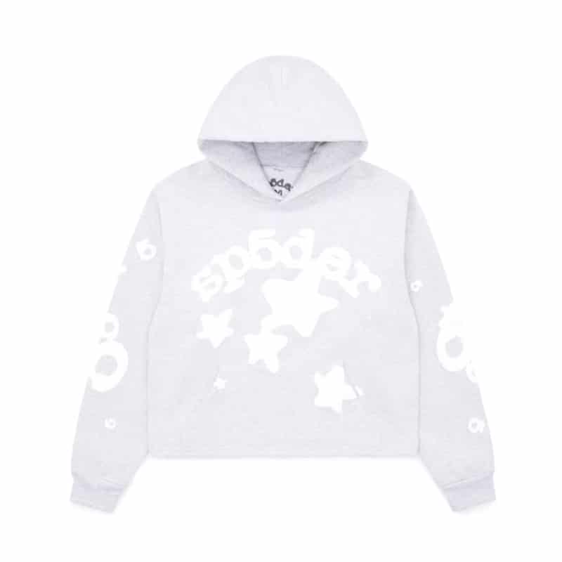 Sp5der Womens Cropped Beluga Hoodie Heather Grey