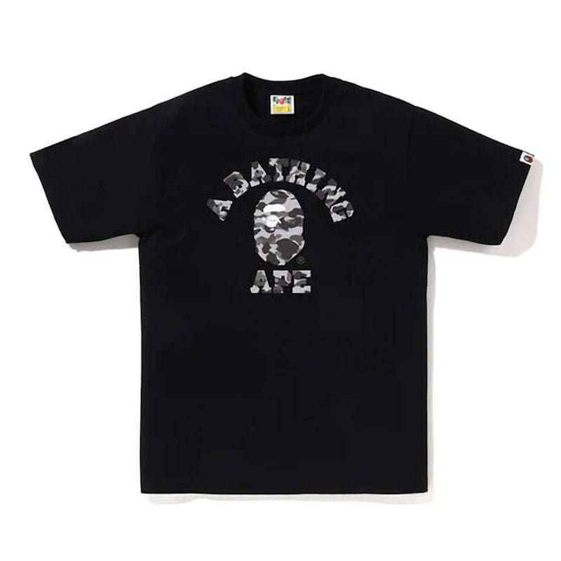 Bape College Heather Gray Camo Text Tee - 210000094321 Hidden Hype Clothing