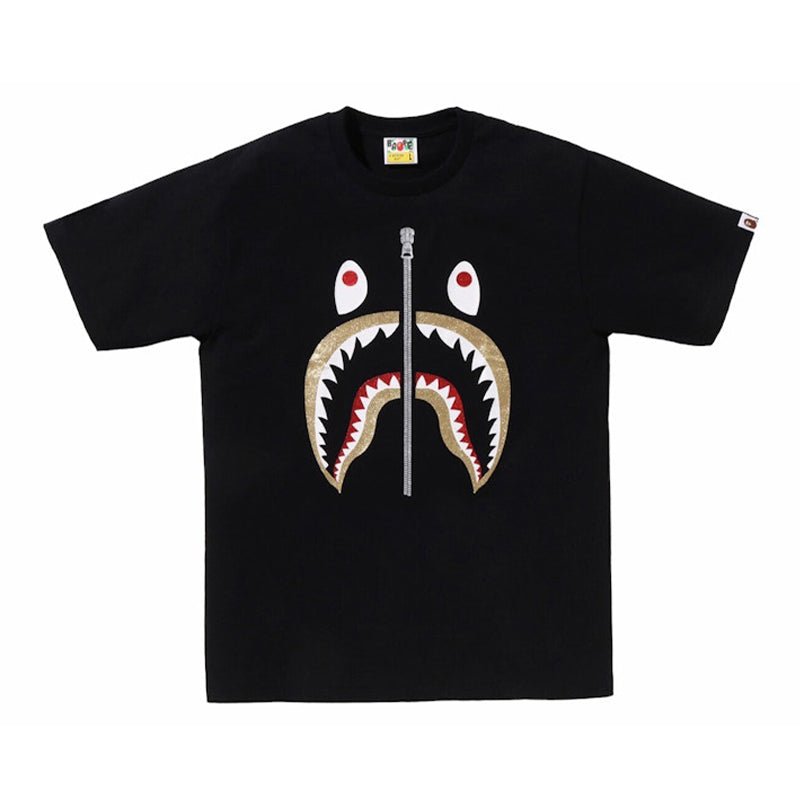 Bape Shark Gold Glitter Tee - 210000094312 Hidden Hype Clothing