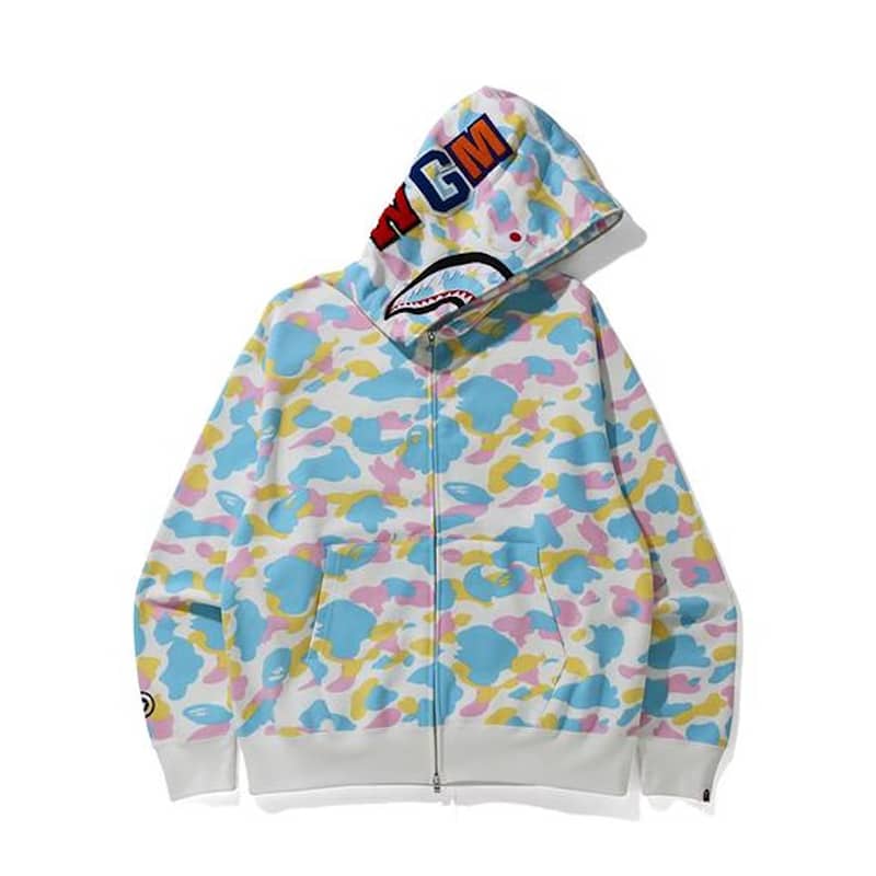 Bape Shark WGM Camo Sleeve Hoodie - 210000070341 Hidden Hype Clothing