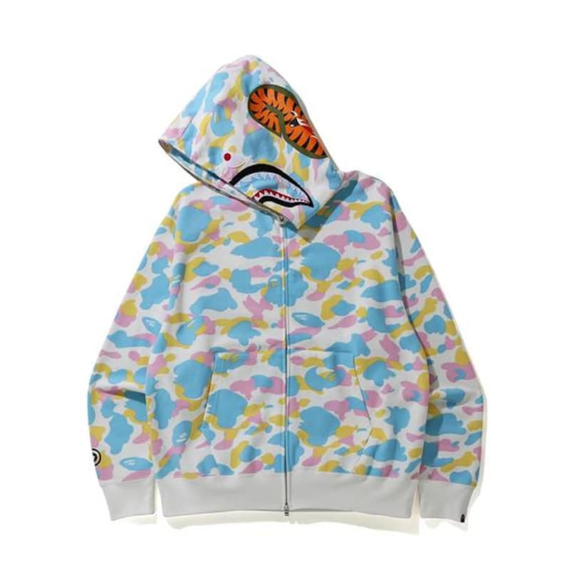 Bape Shark WGM Camo Sleeve Hoodie - 210000070341 Hidden Hype Clothing