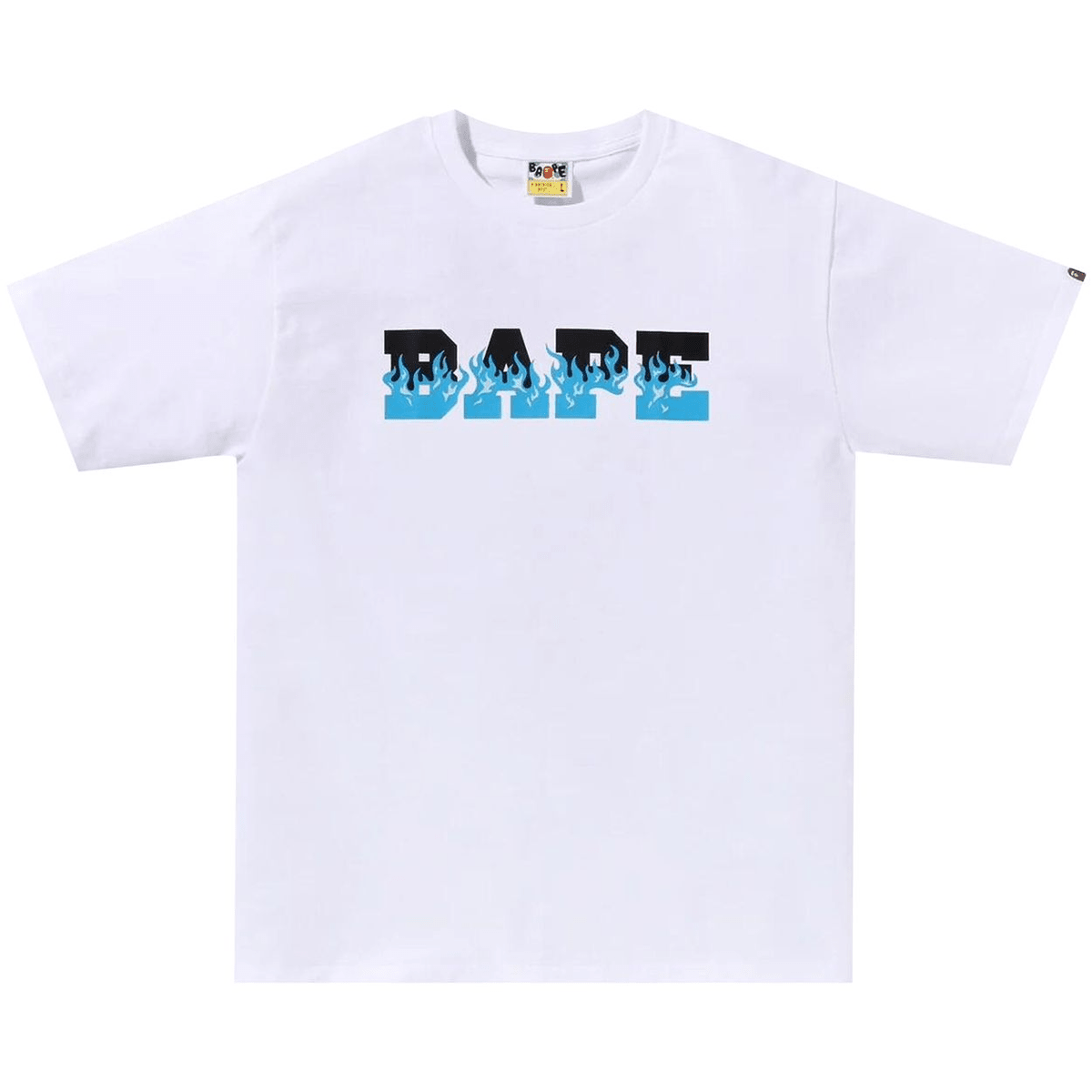 Bape White And Blue Flame Logo Tee - 210000097255 Hidden Hype Clothing