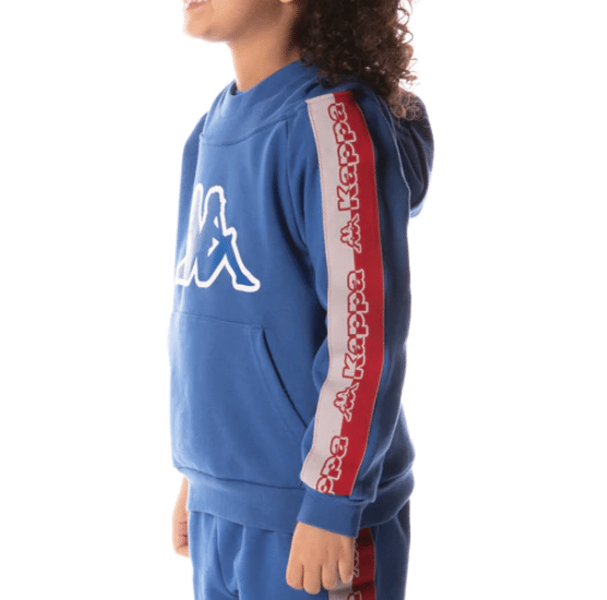 Kids Kappa Logo Tape Dapet Hoodie Blue Lapis Side