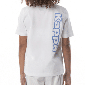 Kids Kappa Logo Aomix Tee White Blue Black Back