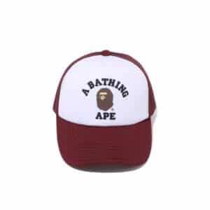 Bape College Trucker Hat Burgundy - Front