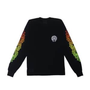 Chrome Hearts Floral Sleeve Gradient L/S Tee Black - Front