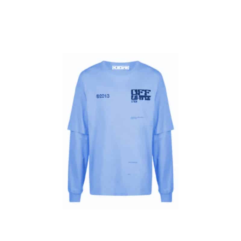 Off White Tech Marker Double Sleeve OS L/S Tee - Blue